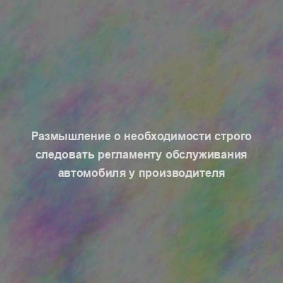 Размышление о необходимости строго следовать регламенту обслуживания автомобиля у производителя